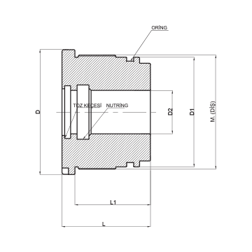 Hidrolik Silindir Döküm Boğaz Kepi Keçesiz 50X28